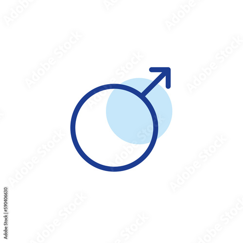 Male gender symbol. Circle with arrow. Pixel perfect, editable stroke line icon