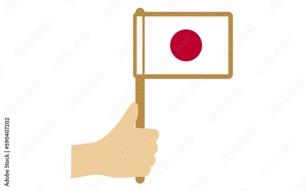 日の丸(日本の国旗)を持つ手のイラスト(カラー) 日の丸(日本の国旗)を持つ手のイラスト(カラー)