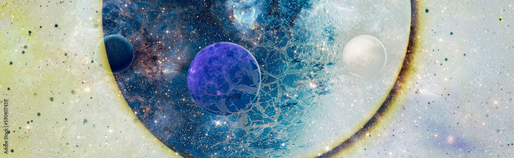 Obraz premium Cosmic panorama of the universe. Space travel fantasy. Elements of this image furnished by NASA