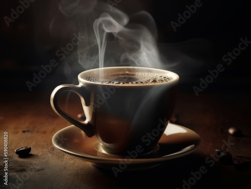 A cup of steaming hot coffee