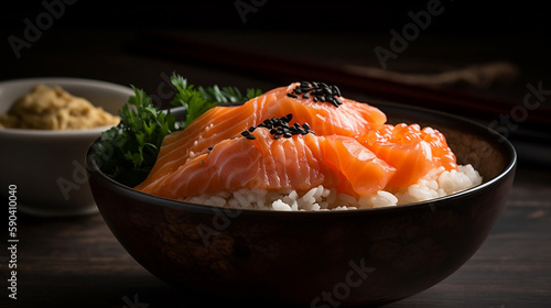 Salmon Sashimi Doniburi is a delicious Japanese rice bowl topped