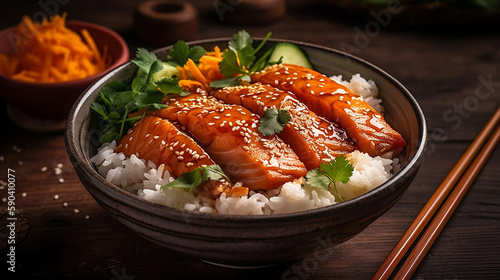 Salmon Sashimi Doniburi is a delicious Japanese rice bowl topped