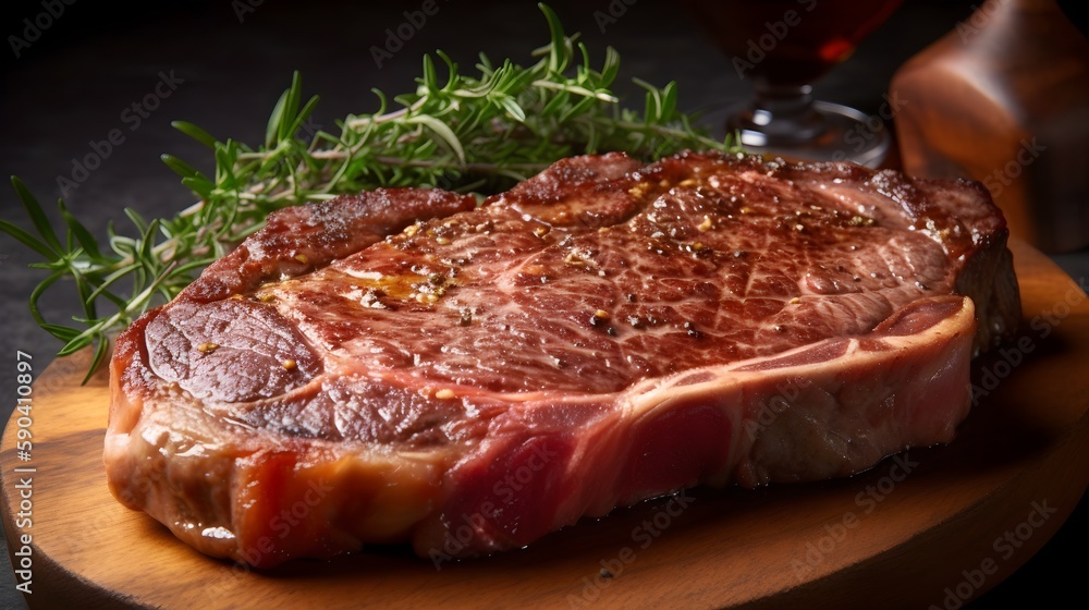 Rib eye steak on menu