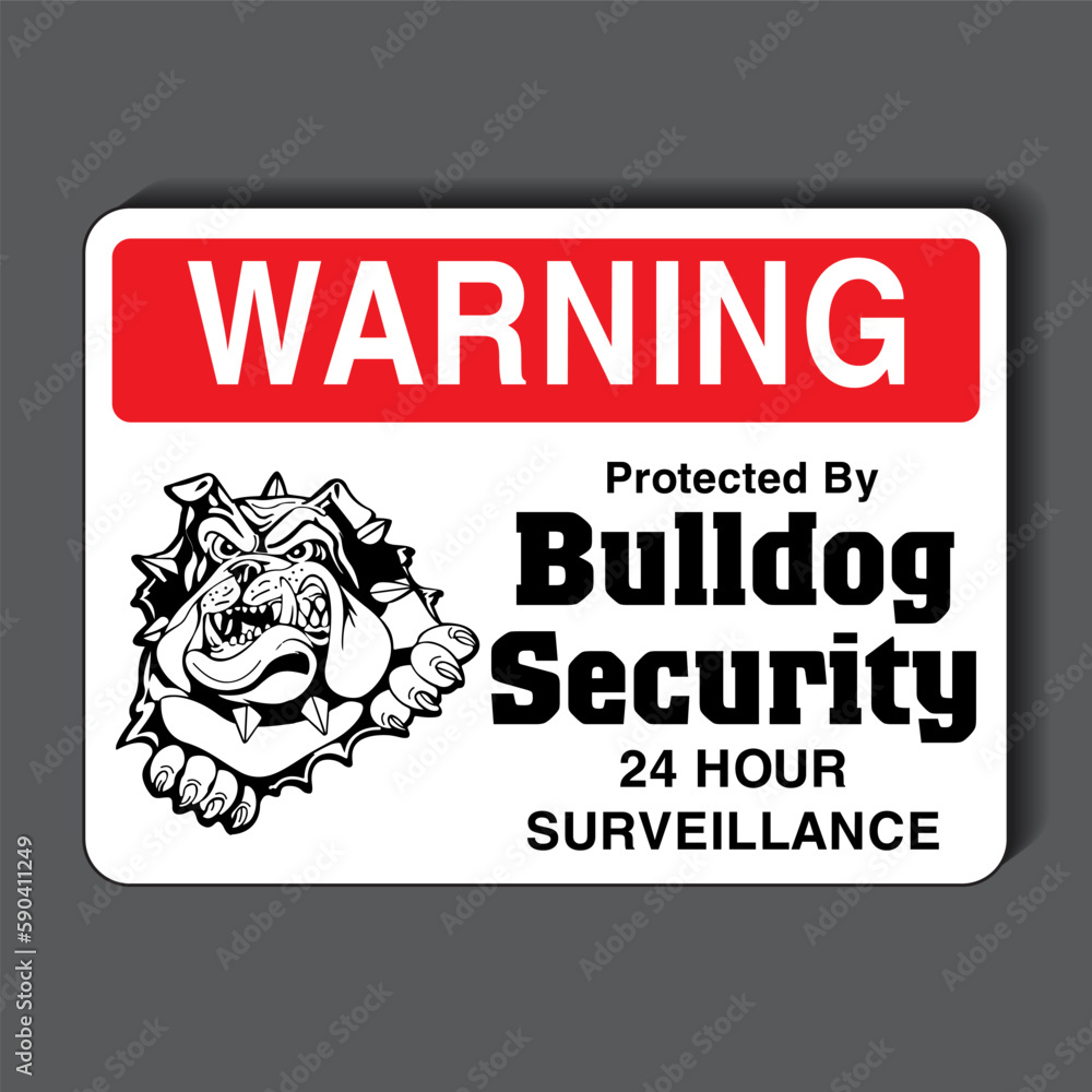 Beware Of Dog Sign. 24 Hour Surveillance Sign Warning Protected By