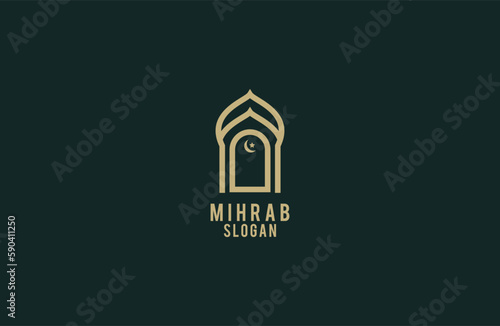 Vector mihrab niche arch door logo vector icon illustration