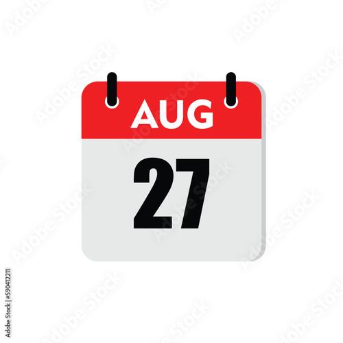 new calendar, calendar isolated on white, desktop calendar, 27 august icon with white background