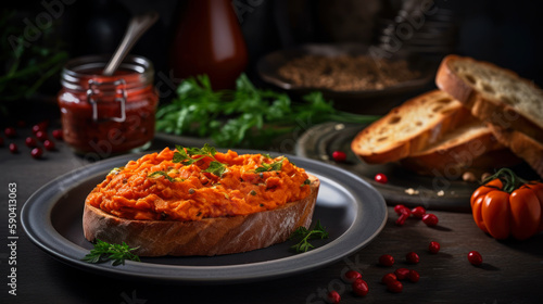 Ajvar: The Perfect Addition to Your Mezze Platter, Food Photography. Generative AI