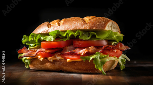The Ultimate BLT Sandwich, a Classic American Delight. Award-Winning Food Photography. Generative AI