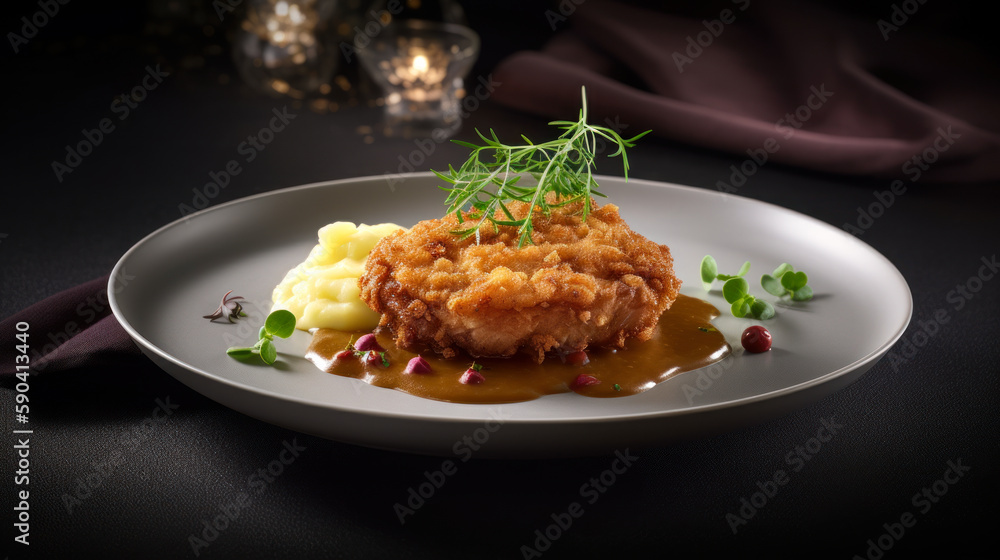 Get a Flavor of Austria with Crispy Wiener Schnitzel, food photography. Generative AI Get a Flavor of Austria with Crispy Wiener Schnitzel, food photography. Generative AI