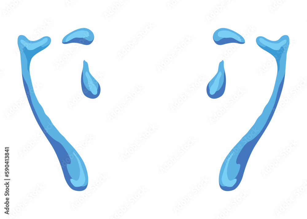 Cartoon tear drops icon. Sorrow cry streams, tear blob. Crying fluid, falling blue water drops. Isolated vector for sorrowful character weeping expression. Wet grief droplets Cartoon tear drops icon. Sorrow cry streams, tear blob. Crying fluid, falling blue water drops. Isolated vector for sorrowful character weeping expression. Wet grief droplets