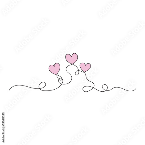 Wallpaper Mural Aesthetic hearts continuous one line art drawing, valentines day concept, heart love couple outline artistic isolated. Torontodigital.ca