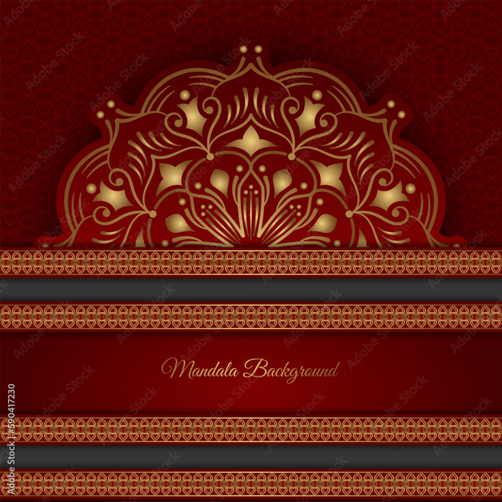 red luxury background, with gold mandala ornament red luxury background, with gold mandala ornament