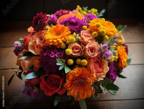 A beautiful, colorful bouquet of flowers