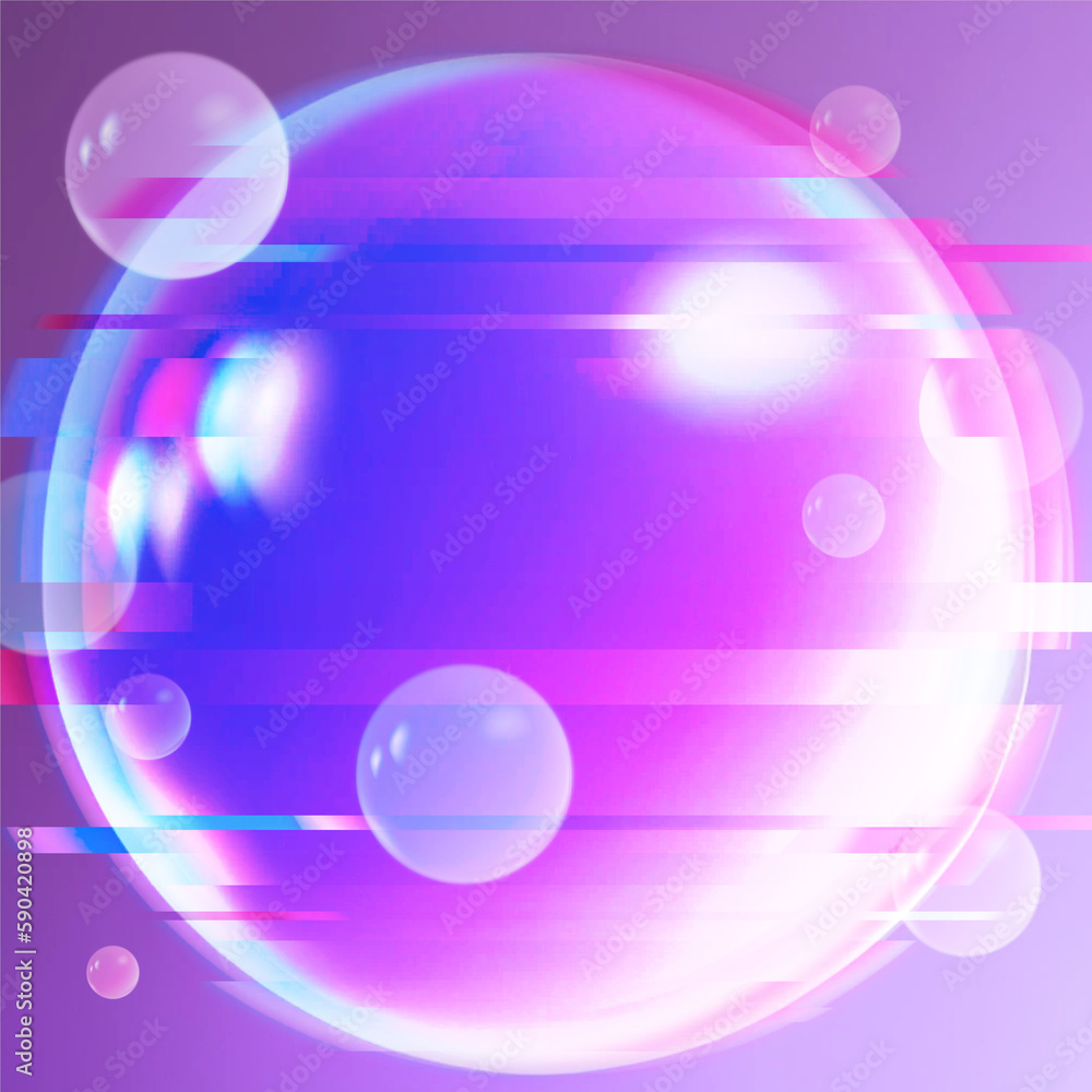 Glitched Purple Crystal Bubble Sphere with Bisexual Light, Generative AI Art Glitched Purple Crystal Bubble Sphere with Bisexual Light, Generative AI Art