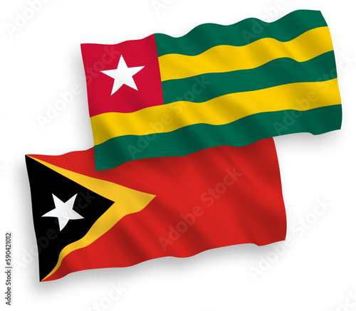 Flags of Togolese Republic and East Timor on a white background