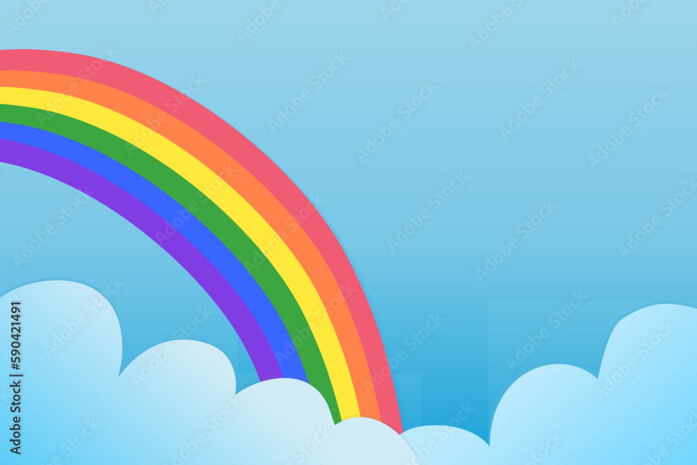 Rainbow Clouds on Blue Sky Background Colorful Weather Happy Welcome Spring Vacations Holidays Cartoon School Kindergarten Children Kid Education Gradient Spectrum Vector Illustration Copy Space Rainbow Clouds on Blue Sky Background Colorful Weather Happy Welcome Spring Vacations Holidays Cartoon School Kindergarten Children Kid Education Gradient Spectrum Vector Illustration Copy Space