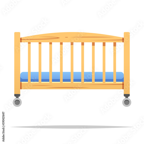 Baby crib bed vector isolated illustration