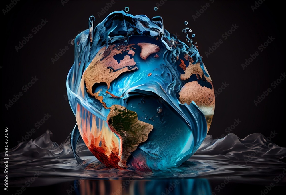 World water day. Globe Concept design for planet earth made of water ...