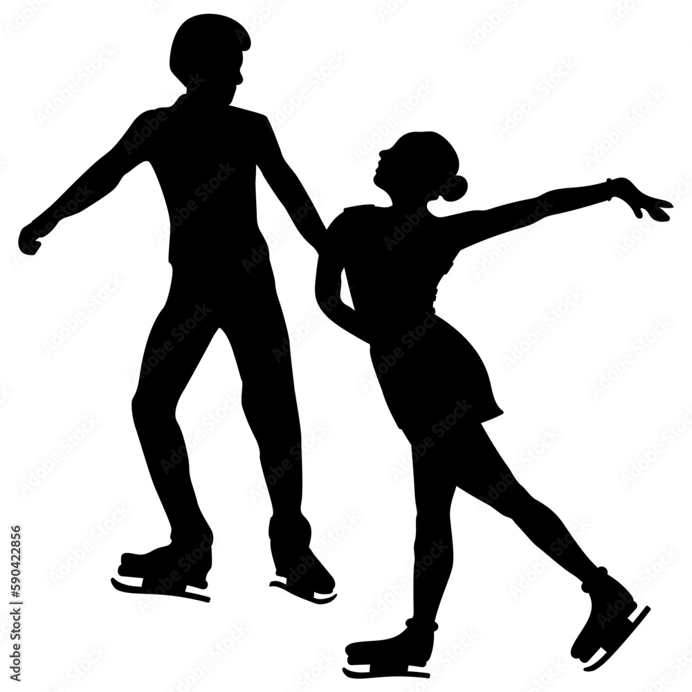 Ice skating couple silhouette. Figure skating couple silhouette Ice skating couple silhouette. Figure skating couple silhouette