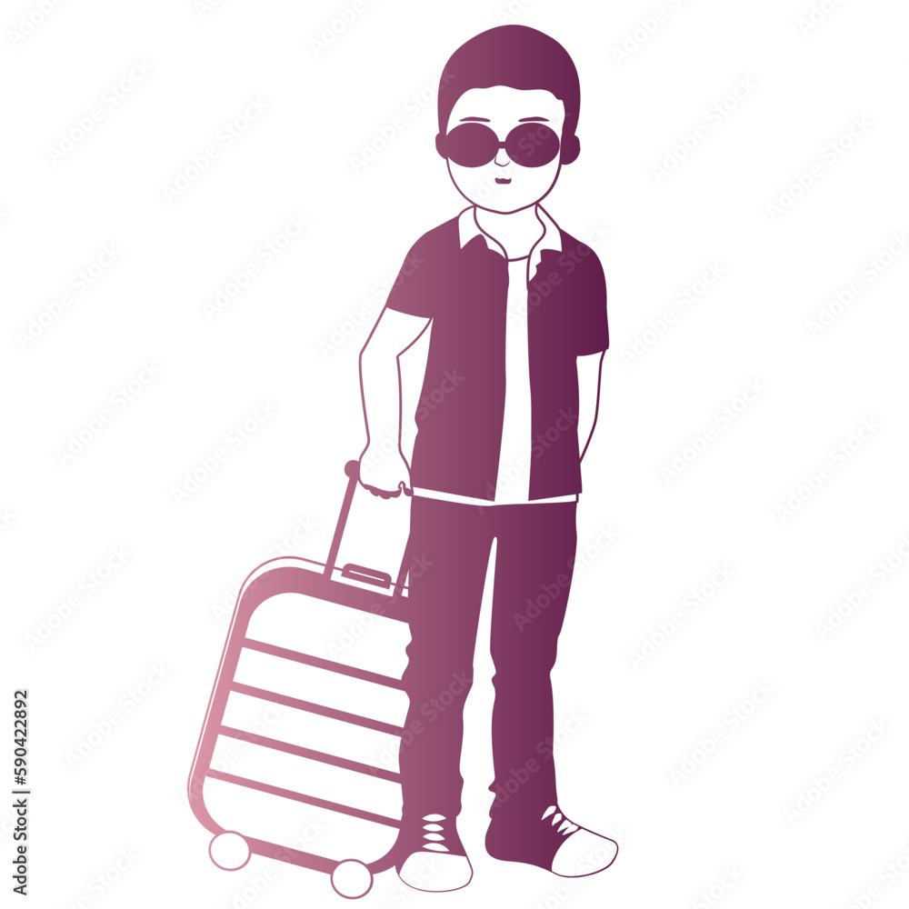 Person in sunglasses with a suitcase silhouette Person in sunglasses with a suitcase silhouette