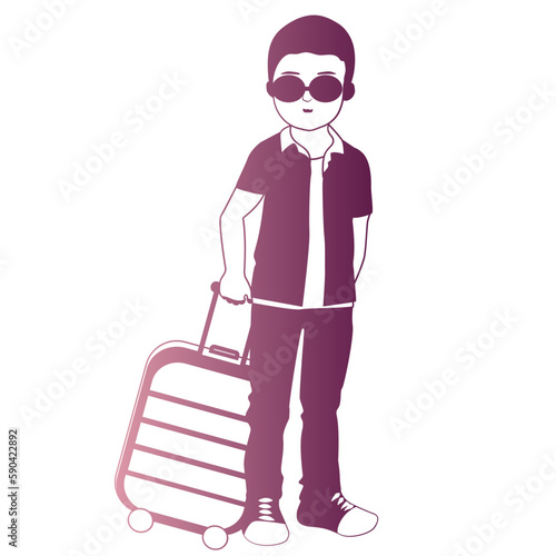 Person in sunglasses with a suitcase silhouette