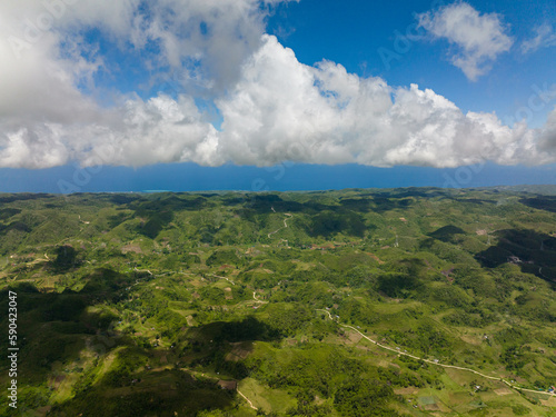 Agricultural land among hills and mountains in a mountainous province. Libo hills. Cebu island  Philippines.