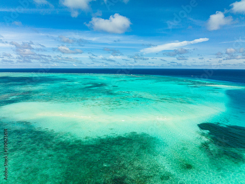 Sandbar among atol and coral reef. Balabac, Palawan. Philippines. © Alex Traveler