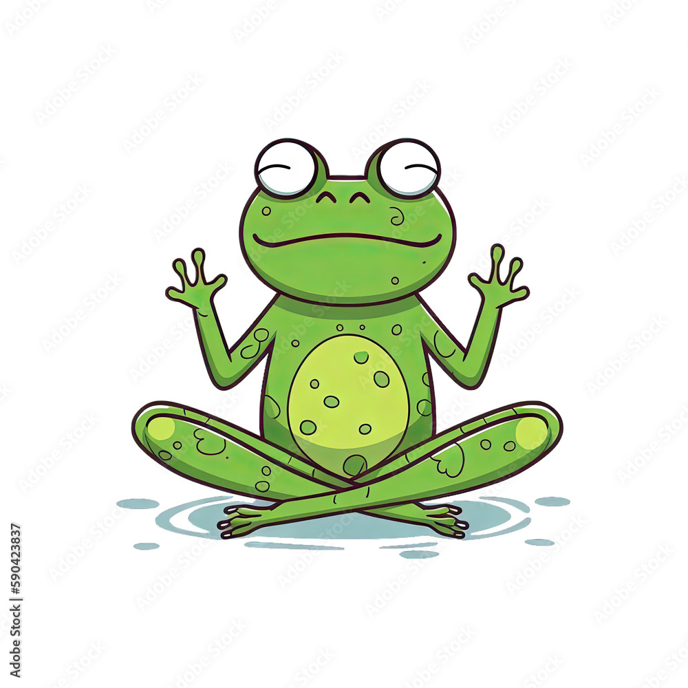 Frog character doing yoga - Cartoon Illustration 3