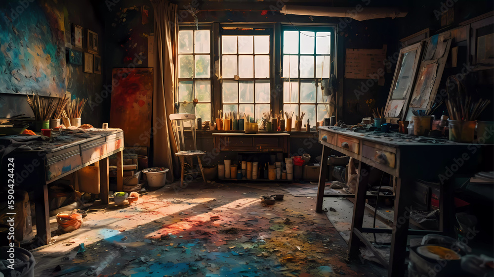 Earth-Friendly Art Studio An inspiring image of an eco-conscious artist ... - Eco Friendly Art Studio Setup For Beginners