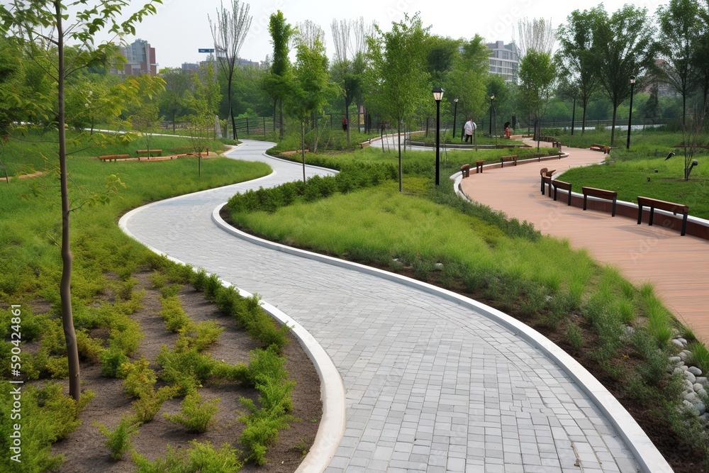 Design a park that has multiple walking paths  , generative artificial intelligence