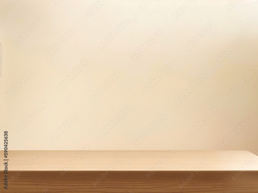 Naklejka premium Empty top wooden shelves and wall background.