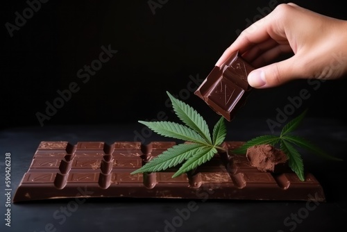 Wallpaper Mural Delicious Chocolate bar with Cannabis leaf for , THC CBD Marijuana for Recreational use, Generative AI Technology Torontodigital.ca