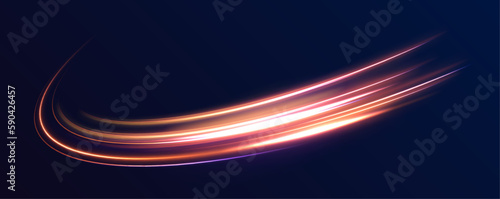 Laser beams luminous abstract sparkling isolated on a transparent background. Light and stripes moving fast over dark background. 