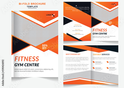 New Fitness first gym Bi-Fold Brochure design and creative bifold brochure design template