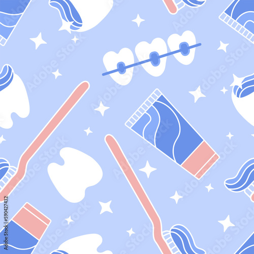 seamless blue pattern medicine dentist orthodontist teeth toothbrush