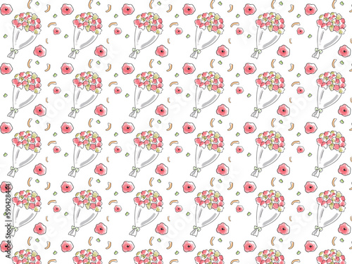 シンプルな手描きの花束のシームレスパターン