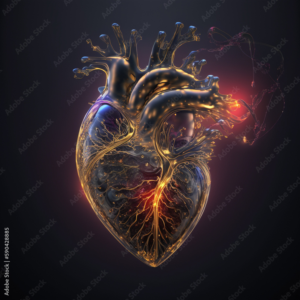 ภาพประกอบสต็อก Graphic 3D image of a human heart showing regeneration
