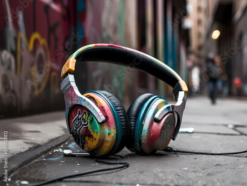 Headphones underground street music cover album