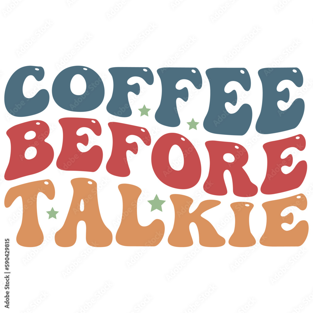 Retro Coffee T-shirt Design, Wavy Vector Retro Coffee T-shirt Design, Wavy Vector