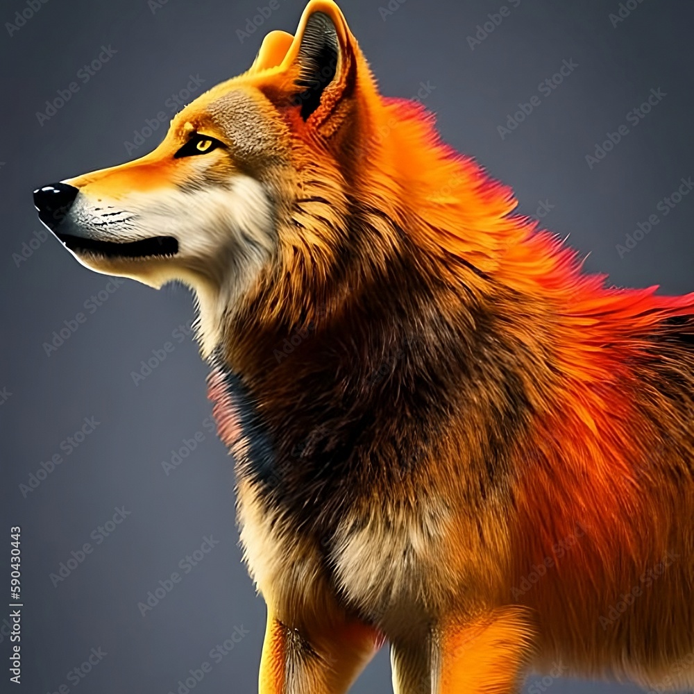 Colorful red wolf background, wildlife nature predator animal hd wallpaper, canine, carnivore ...