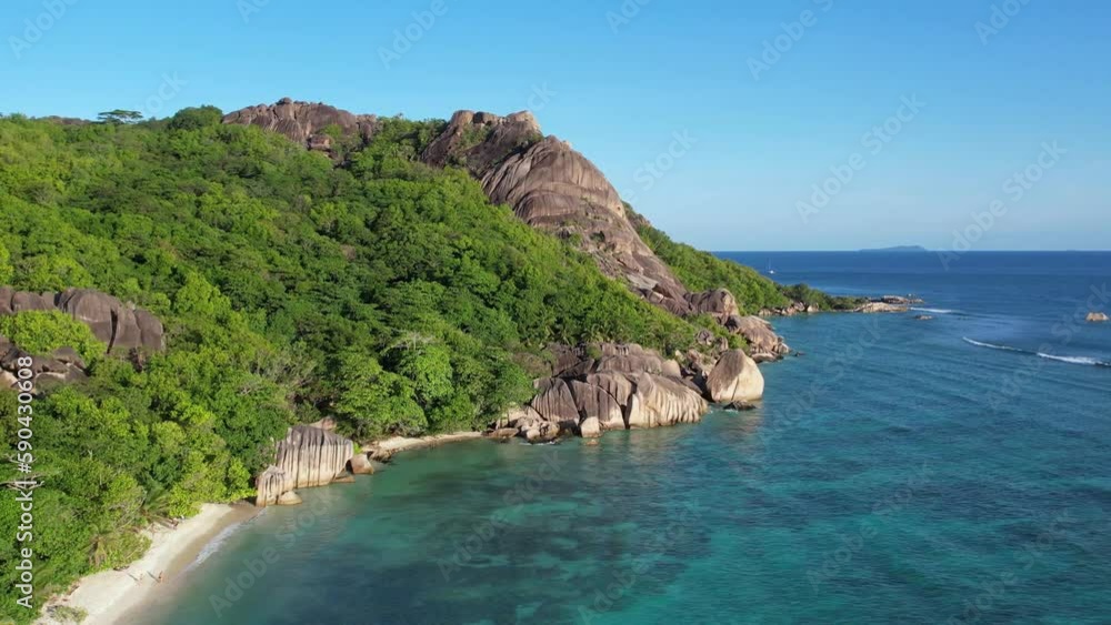 Seychelles coast turquoise sea view from above Seychelles coast turquoise sea view from above