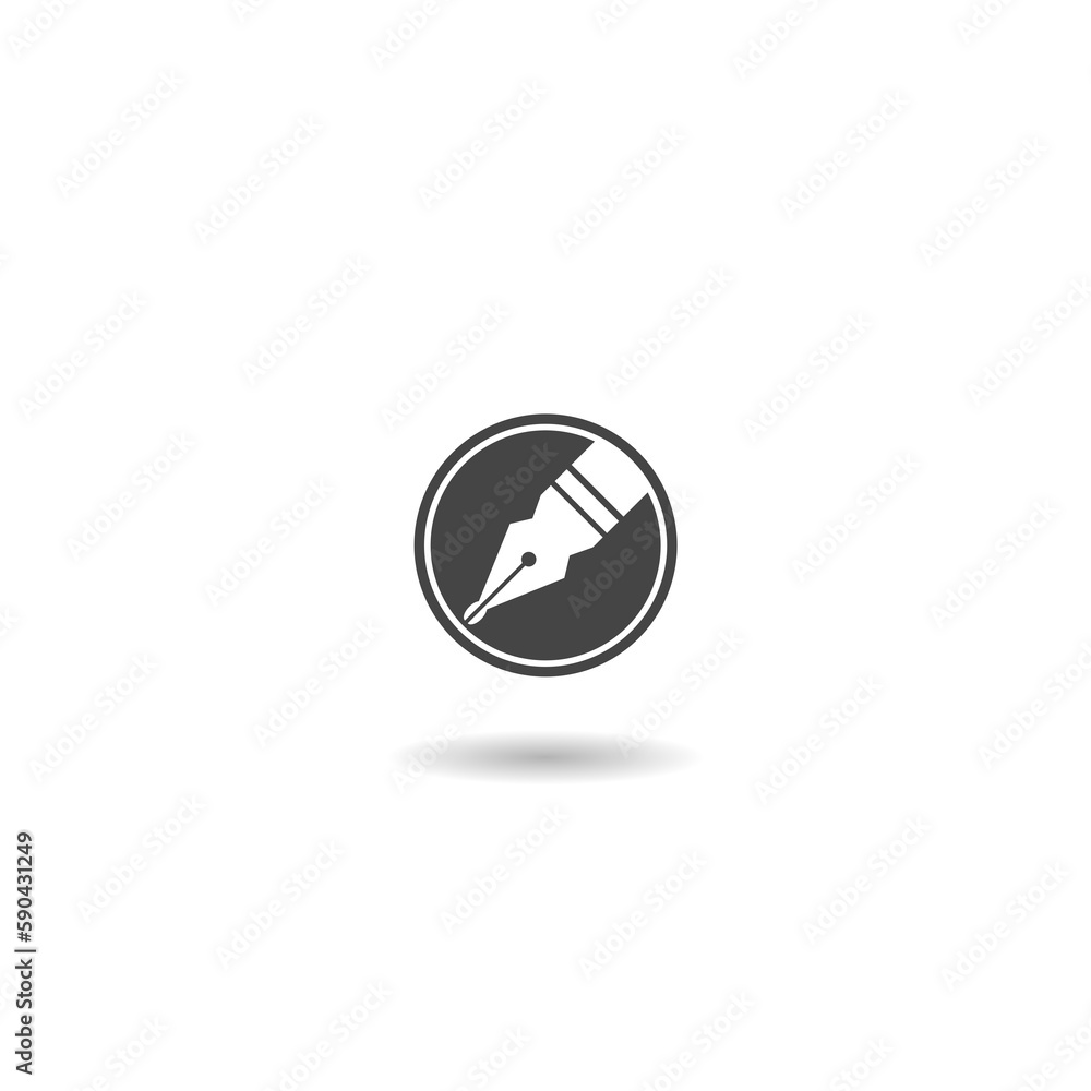 Pen nib Logo template icon with shadow Pen nib Logo template icon with shadow