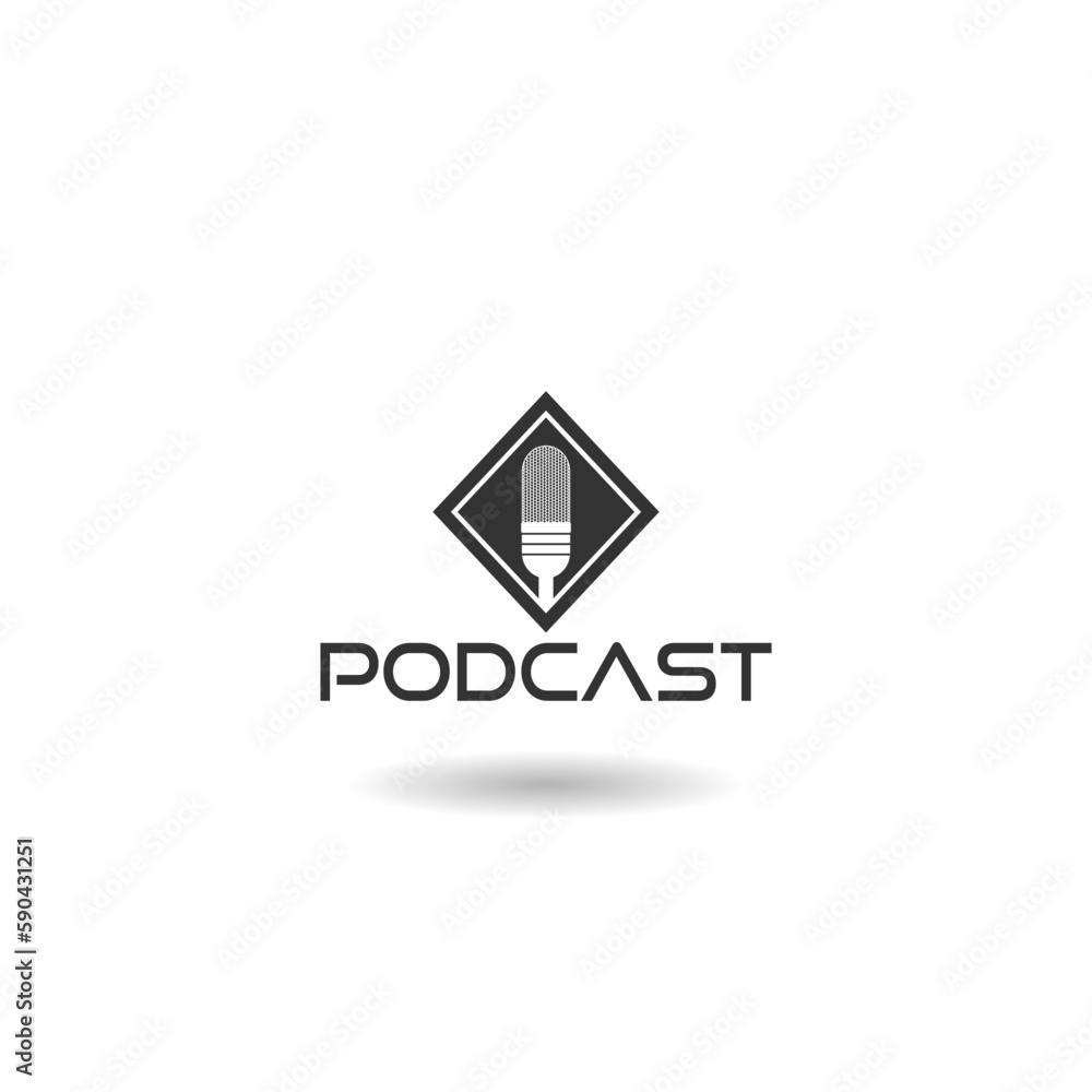 Fototapeta premium Podcast logo icon with shadow