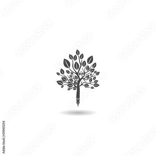 Tree nib write logo with shadow