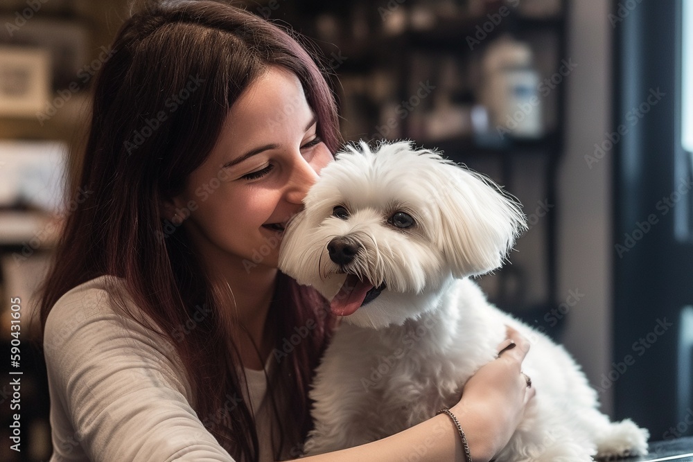 Happy Pets and Satisfied Customers Reuniting After Grooming Session, Captured Candidly, Generated by AI Happy Pets and Satisfied Customers Reuniting After Grooming Session, Captured Candidly, Generated by AI
