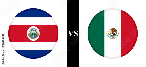 the concept of costa rica vs mexico. flags of costa rican and mexican. vector illustration