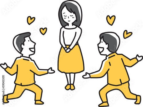 二人の男性から求婚される女性
