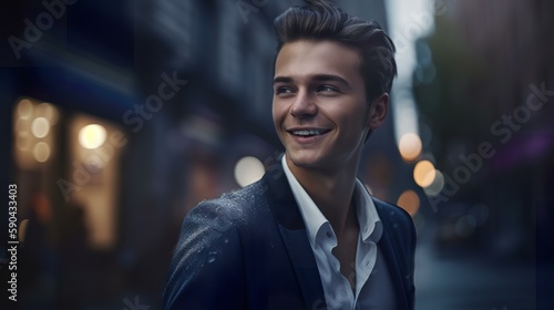 Wallpaper Mural オフィスにいるハンサムな若いアジア人ビジネスマン（笑顔）
 Torontodigital.ca