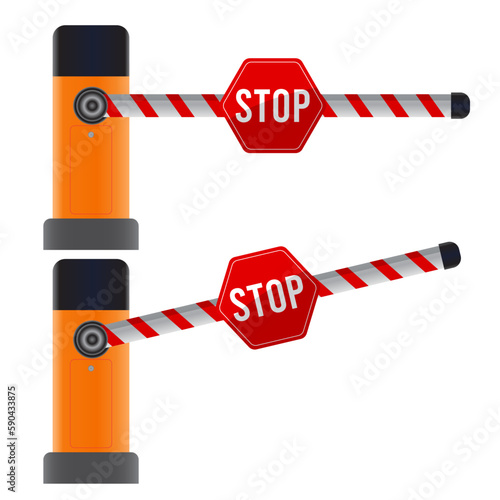 Car barrier gate set with stop sign