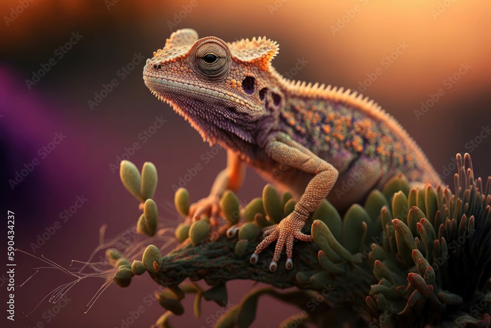 Fototapeta premium Whimsical iguana close-up portrait ,made with Generative AI